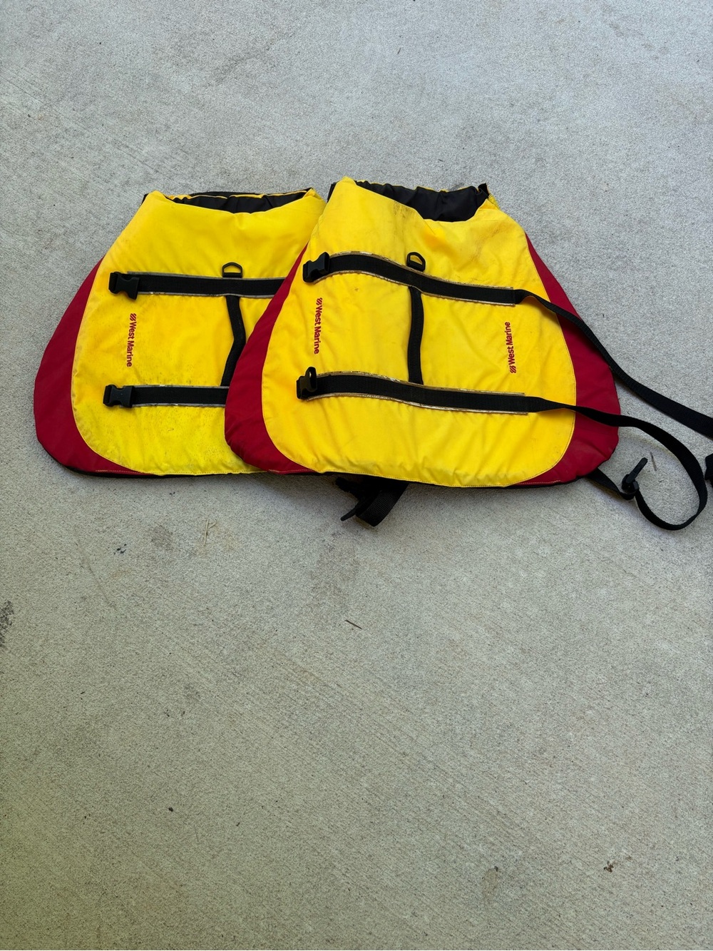 Large Yellow & Red Life Jackets (Pair) for Dogs